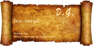 Dux Gergő névjegykártya